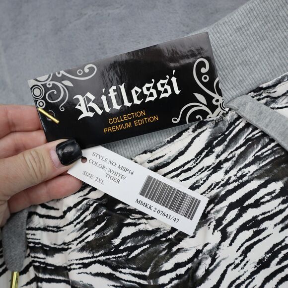 Reflessi Shorts Mens 2XL White Tiger Drawstring High Waist Pull On Bottoms - Picture 2 of 16